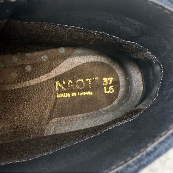 NAOT Women's Sz 37 Nefasi Ankle Boot Navy Blue Zipper Leather Nubuck - Picture 11 of 13